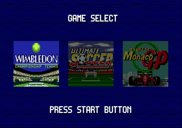 Sega Sports 1 (Wimbledon, Ult.Soccer, Super Monaco)